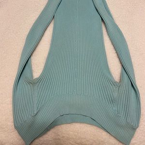 Teal Blue Off the Shoulder Short Sweater Dress
